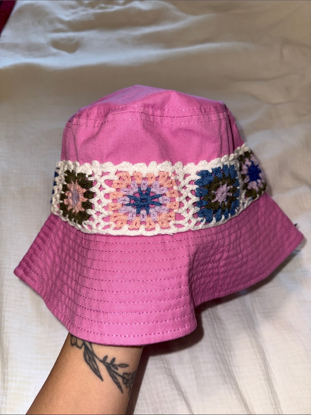 Pink Crotchet Bucket Hat